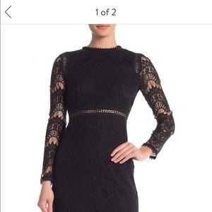 Black lace midi dress
